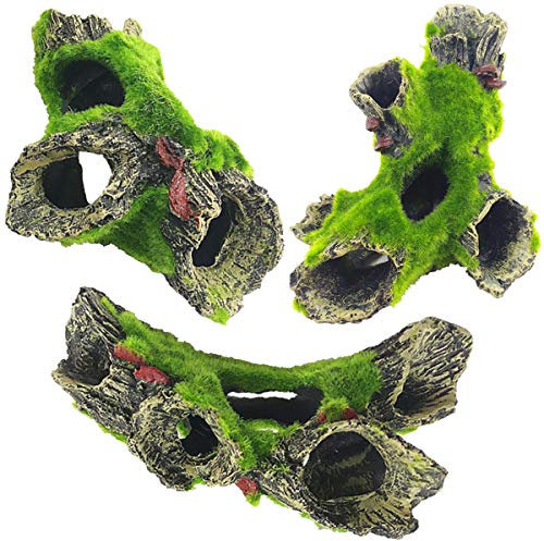 Yueser Aquarium Tree Decoration, 2 Pcs Resin Cave Fish Tank Decoration Natural Habitat Ornament for Fish Tank Small Fish Hiding (16 X 10 X 7cm)