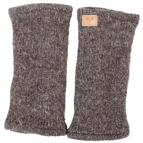 BUDDHA arts&more Pulswärmer Stulpen mit Daumenschlitz 100% Wolle fleecegefüttert Handarbeit Nepal (braun)