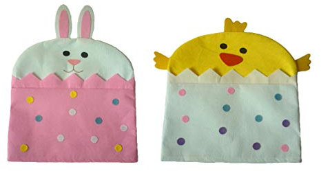 Toyvian 2 Stücke Ostern Stuhlhussen Osterhase Küken Stuhlabdeckung Filz Stuhlüberzug Hase Stuhlbezug Kaninchen Stuhl Deko für Kinder Osterdeko Esstisch Frühling Party Dekoration