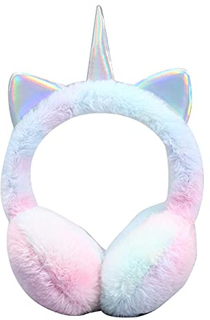 SEDEX Ohrenschützer für Mädchen Einhorn Ohrenschützer Winter Kunstfell Ohrwärmer Ohrabdeckung mit niedlichen Pailletten Ohren für Frauen Kinder Flauschig Thermo Ohrwärmer Schutz vor Wind