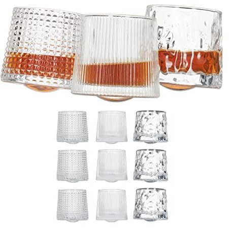 Relaxdays Whisky Gläser, 12er Set, 3 Verschiedene Schliffe, 150 ml, Tumbler, Wackelgläser, HxD: 7,5 x 8 cm, transparent, 12 Stück (1er Pack)