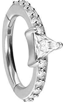 PIERCINGLINE Segmentring Clicker Chirurgenstahl | KRISTALLDREIECK + EINGEFASSTE KRISTALLE | Piercing Ohr Helix Conch | Farb & Größenauswahl