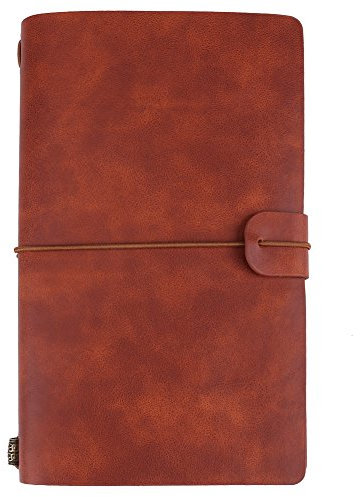 Braun Leder Notizbuch,Reisetagebuch,Vintage Notizbuch aus PU-Leder, nachfüllbares Vintage-Reisetagebuch,klassisch geprägtes A6. personalisierter Notizblock für Mädchen und Jungen