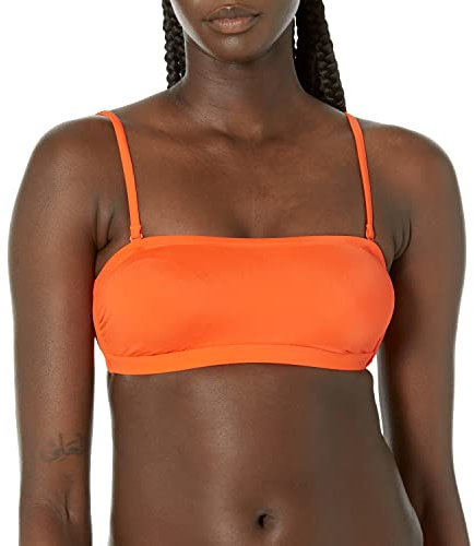 Amazon Essentials Damen Bandeau-Schwimmoberteil, Orange, 44