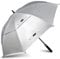 NINEMAX UV Schutz Golf Regenschirm Groß,Automatische öFfnen Golfschirm XXL,Golfschirm Mit Doppellagiger Schirmstoff(Silber/Schwarz)