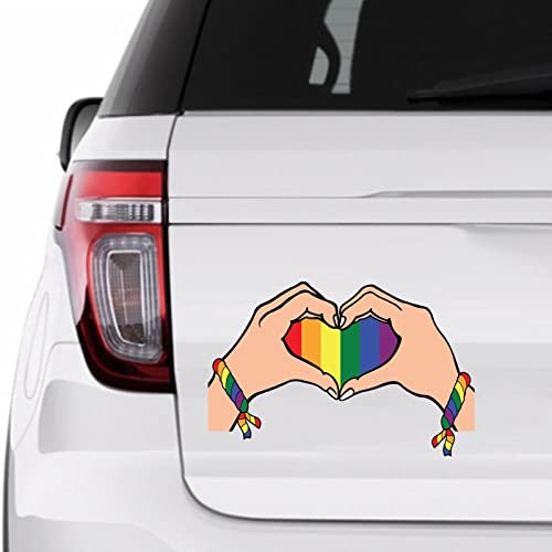 Gay Pride LGBT Equality Lesbisches Auto-Aufkleber Fensteraufkleber Gay Lgbt Pride Hand Herz Vinyl Aufkleber für Autos LKW Pansexuelle Bisexuell LGBTQ Autoaufkleber 38,1 cm