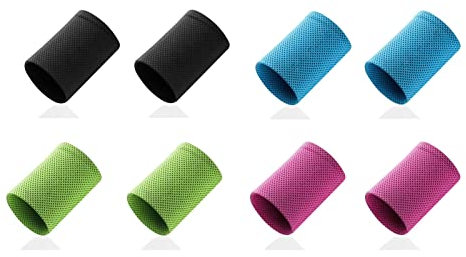 XAMIO Eisseide Schweißbänder Wristband Sommer, Elastisches Schweißband Handgelenk Kühl Und Schweißabsorbierend, Für Volleyball/Badminton/Tennis/Basketball/Laufsport (4 Paar)
