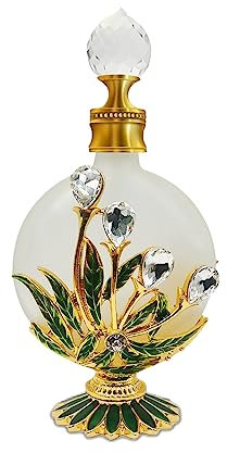 MEHOFOND 30ml Crystal Vintage Perfume Bottles Empty Glass Decorative Perfume Bottles Essential Oil Vial Scent Bottles Refillable Perfume Container Scent Bottles (Green)