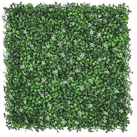 Goleray 50,8 x 50,8 cm, 6 Stück, grüne Wandhintergründe, Kunstrasen, Kunsthecke, Buchsbaumplatten, Efeu, Sichtschutzzaun, für den Außenbereich, Kunstpflanzen, Hochzeitsdekoration, Buchsbaum mit Blumen