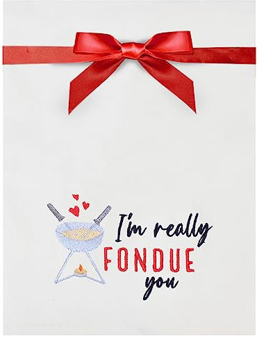 TeddyT's Funny Pun Cheese Lover Tea Towel Gift (I'm Really Fondue You)