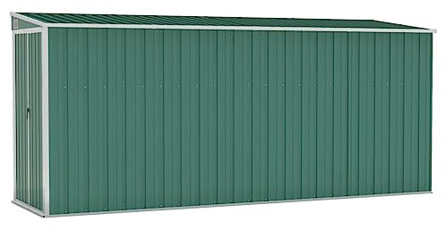 Hommdiy Gerätehaus ohne Boden Doppeltür Schrägdach Geräteschuppen Schuppen Gartenhaus Gartenschuppen Verzinkter Stahl 118x382x178 Grün