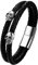JewelryWe Lederarmband Herren Totenkopf Edelstahl - Silber Gotik Retro Totenkopf Schädel zweischichtig geflochten Kordelkette Leder Armband mit Gravur Männer Armreif Manschette Schwarz