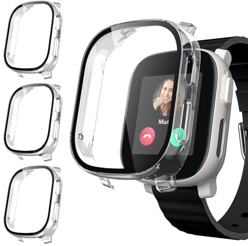 Upeak 3 Stück Schutzhülle für Xplora X6 Play Kids Displayschutz, Hard PC Hülle mit Panzerglas Schutzfolie, Gehäuse Rundum Schutz Case Cover for X 6 Play Uhr Kinder (Nicht für X6 Play Gen 2), Klar