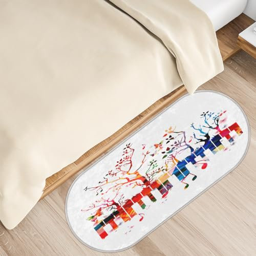 SEEKJOYS Shag Area Rugs for Bedroom Living Room Decor Colorful Piano Keyboard Indoor Ultra Soft Fuzzy Plush Rug 50x120cm Abstract Musical Notes Shaggy Throw Rug Anti-Skid Fluffy Carpet