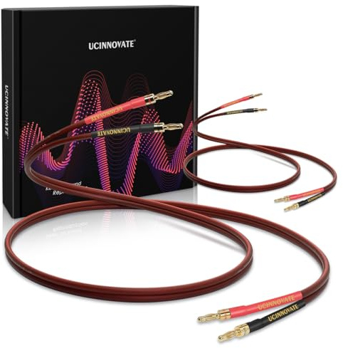 UCINNOVATE 2 Pack 1.5m / 4.9FT HiFi OFC Lautsprecher Kabel mit Bananenstecker, Lautsprecherkabel mit vergoldeten Bananensteckern, kristallklarer Klang für Surround-Lautsprecher, Verstärker