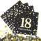 Deko 18. Geburtstag Junge Servietten 30 Stück, Servietten 18. Geburtstag Schwarz Gold mit Konfetti, 3-Lagig Servietten Happy Birthday Geburtstagsdeko Tischdekoration
