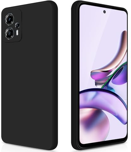 GiiYoon Hülle für Motorola Moto G13/Moto G23, Schwarz | Silicone Case, Seidig Weiches Gefühl, Stoßschutz, Kratzfest, Mikrofaser-Innenfutter