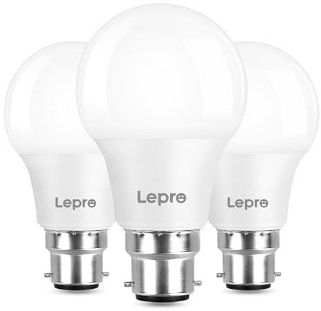 Lepro Bayonet Light Bulb, 60W Equivalent, Warm White 2700K, 8.5W 806lm B22 LED Bulb, BC A60 GLS Energy Saving Lightbulbs, Non-dimmable, Pack of 3