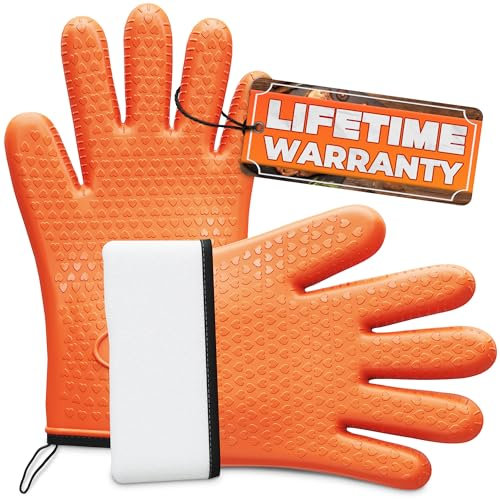 Guantes de silicona resistentes al calor para asar – Guantes de barbacoa Guantes de horno de silicona Guantes resistentes al calor para cocinar, guantes de ahumador para manipulación de alimentos
