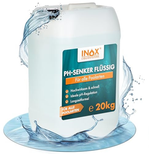 INOX® pH Minus Flüssig 20 kg | effektiver pH-Senker für Pool & Whirlpool | Wasserpflege Made in Germany | Sichere 4,9 %-Formel für Haushalte schützt vor Algen & Hautreizung