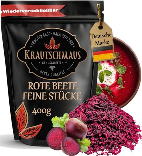 400g Rote Beete Flakes von Krautschmaus, zum Würzen, Kochen und Färben von Speisen, schonend getrocknet und geschnitten, intensive Farbe, ohne Zusatzstoffe