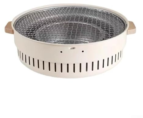 Rauchfreier Grill, multifunktionaler Holzofen, Zeltgrill, Kohleofen zum Kochen, Camping, Urlaub, Sommer, Tischplatte, kleiner Grill (beige)