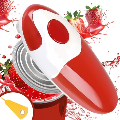 Ouvre-boîte électrique, ouvre-boîte électrique mains libres, pour les mains arthrite, bouton interrupteur à une touche, bords lisses et sûr à utiliser, puissant et facile à utiliser pour les