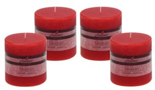 4er Set Adventskranzkerzen Raureif Rubin Rot 100/98 mm durchgefärbte Trend-Kerzen