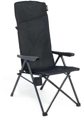 uquip Faltstuhl Justy XL Air Mesh, Camping, Polyester, Schwarz, 80x62x123 cm, 6,3 kg, Stahlrohr