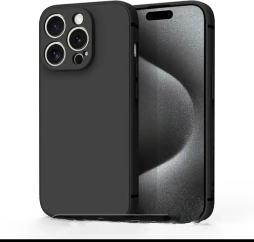 I Phone 16 Phone Case, Black, Slim Design with Camera Lens Protection, Raised Screen Edge, Flexible Material