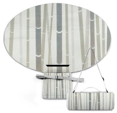 Couverture de pique-nique ronde en bambou de style oriental avec sangle de transport, pliable, portable, 3 couches, imperméable, pour camping en plein air, tapis de plage d'été, 60 pouces de diamètre
