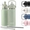 moon bottles - Insulated Water Bottle with Straw - Stainless Steel Sports Drink Bottle, Thermal Flask, 24hr Cold, 12hr Hot, Double Walled, Metal Straw, Silicon Spout, UK Company (500ml, Green)