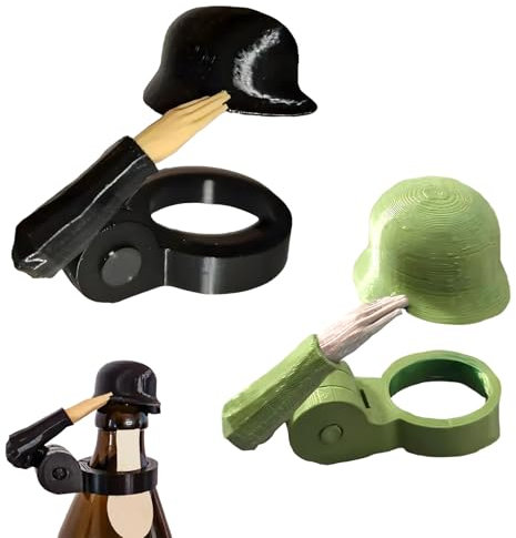 Rbleote 2 Stück Bierflaschen Helm, Bierflaschenhelm mit Soldatengruß, Lustige Soldat Salute Bier Flasche, Einzigartige Salute-Soldaten-Bierhelm, Wiederverwendbar für Party-Bar-Veteranen-Liebhaber