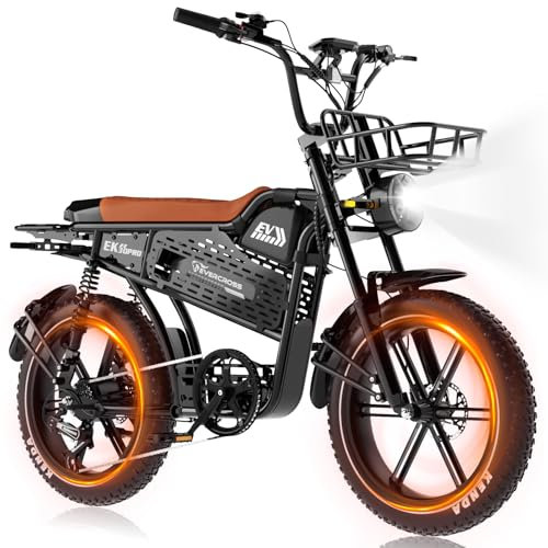 EVERCROSS EK30 PRO Fatbike für Erwachsene, 20 x 4.0 Reifen Elektrofahrrad bis zu 25KM/H,48V 18Ah E Bike mit 250W Motor, Reichweite 110 km, Leistungsstarkes elektrisches Elektro Offroad Fahrrad Ebike