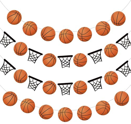 Basketball Party Banner,Basketball Geburtstag Hängedeko,4 lange Basketball Geburtstagsfeier Deko Ohne DIY Partydekoration für Jungs Basketballfans