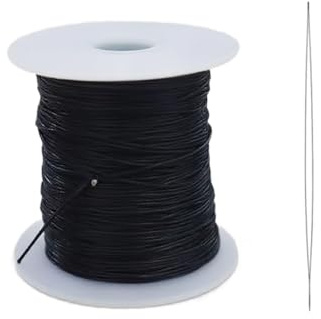 Leucasa Cordon Ciré 120mX0.5mm Fil pour Bracelet PerleFil Macramé pour Bracelets, Fabrication de Bijoux, Fournitures pour Macramé (Noir)
