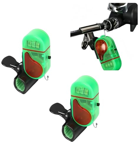 New 2Pcs Fishing Bite Alarm, Upgrade Sensitive Electronic Fishing Alarms ,Sound Bite Alert Bell with LED Lights,Fish Bite Alarm Indicator Suitable for Various Fishing Scenes