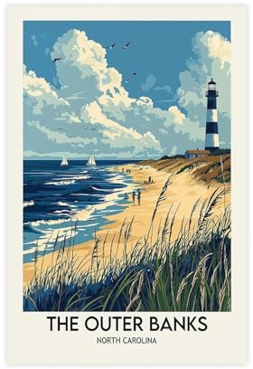 NCUDANK Poster auf Leinwand, Motiv: Outer Banks, North Carolina, Wandkunst, Dekordruck, Bild Gemälde für Wohnzimmer, Schlafzimmer, Dekoration, 30 x 45 cm