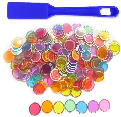 DIFLAX Magnetische Stäbe und Bingo Chips Set Magnetstab 100 Metall Ringed Discs Wissenschaft STEM Kit Lernzubehör Familie Spiel Nacht Lotto Token (Blau Set)