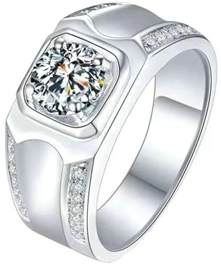 Ayoiow Ring Herren Platin, 0.5ct Moissanit Grob und Dick Breit Eheringe Platin, Größe 62 (19.7)