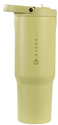 HydroJug Sport - Stainless Steel Tumbler with Straw, Vacuum Insulated, 32oz Leakproof Water Bottle, Ergonomic Design, Reusable, Dishwasher Safe, Rubber Base, Durable for Gym or Outdoors, Olive