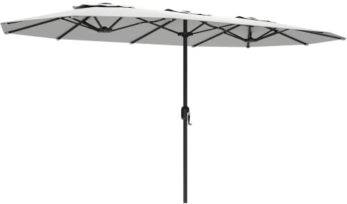Outsunny Ombrellone Doppio da Giardino 4.6x2.7 m con Manovella Bianco | Ombrellone da Esterno, Copertura Protettiva, 12 Stecche, Anti UV 50+, per Patio Terrazza Balcone Piscina Giardino