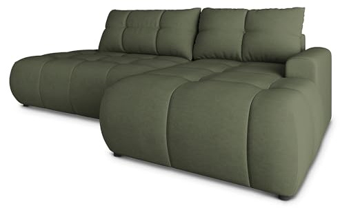 Masseno Ecksofa FLUMA CL R-S mit Schlaffunktion L-Form, Modern Sofa mit Bettkasten, Wohnzimmersofa, Couch, Soffa, Bettsofa, Couchgarnitur - Olivgrün, Castel 39