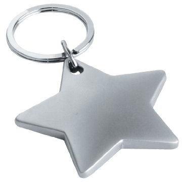 eBuyGB Star Shaped Chrome Plated Metal Key Ring Gift Boxed - Suitable for Engraving, Matte Silver, 11.4 x 5.41 x 1.8 cm