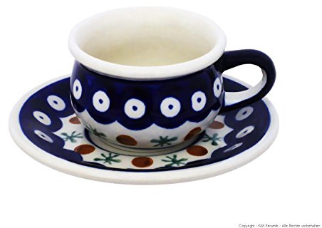 Original Bunzlauer Keramik Espressotasse mit Untertasse 0.04 Liter im Dekor 41