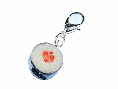 Miniblings Sushi Maki Fisch Charm Essen Japan Küche - Handmade Modeschmuck I Kettenanhänger versilbert - Bettelanhänger Bettelarmband - Anhänger für Armband