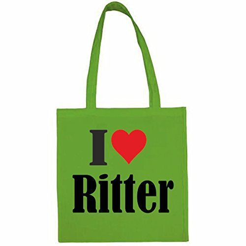 Reifen-Markt Tasche I Love Ritter Größe 38x42 Farbe Grün Druck Schwarz
