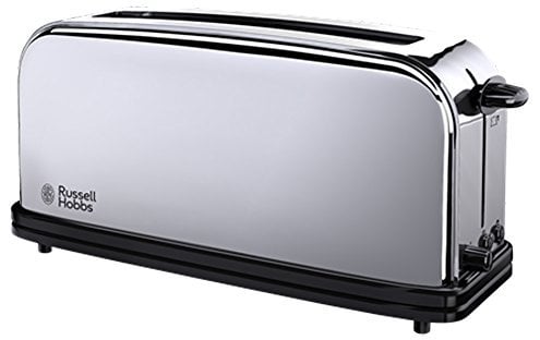 Russell Hobbs Tostapane - Scomparto Lungo per 2 fette o 1 fetta larga di pane - Acciaio Inox Lucidato; Scomparto per toast extra ampio, 6 livelli di doratura; Scongelamento, Victory 23510-56