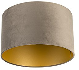 Qazqa classic-antique Lampenschirm - Cilinder Velours - Taupe, supports-e27, diameter 35 centimeter
