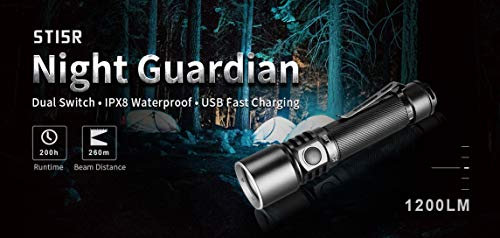 klarus ST15R Night Guardian - Linterna (1200 lúmenes)